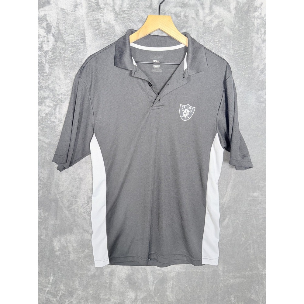 Raiders Mens Polo Shirt M Black White Performance Short Sleeve Athletic Top
